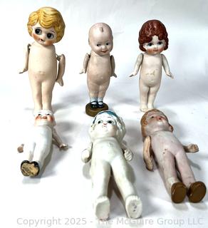 Six (6) Porcelain Dolls with Articulated Arms