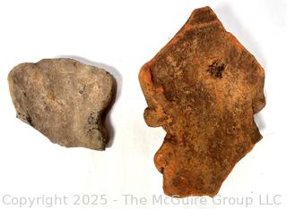 Pre-Columbian Mayan Mesoamerican Clay Artifact Fragments Featuring Heads and Faces