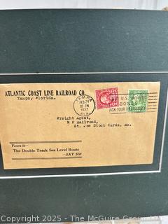 Train Items Including US Domestic Mail Bag, Sign and Framed Atlantic Coast Line Railroad Letter