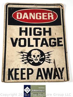 Danger High Voltage Cardboard Sign Circa 1930