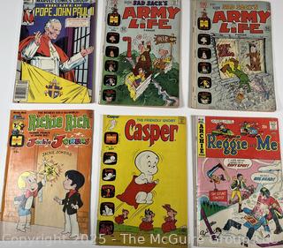 Six (6) Comics: Richie Rich, Reggie and Me, Casper, The Life of Pope John Paul II and (2) Sad Sack’s Army Life