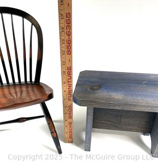 Windsor Doll Chair and Blue Painted Step Stool