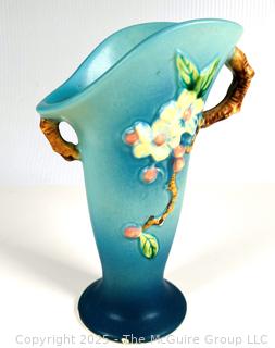 Blue Roseville Pottery Apple Blossom Vase