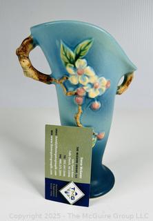 Blue Roseville Pottery Apple Blossom Vase