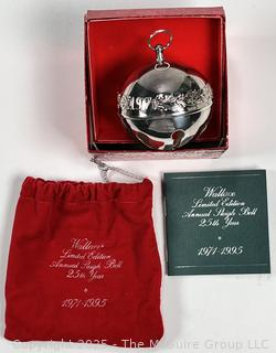 Wallace 25th Year Limited Edition Annual Sleigh Bell 1971-1995 Silver Plated