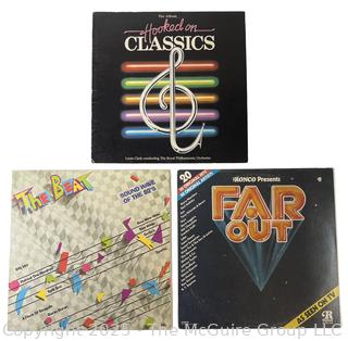 Three (3) Vinyl LP Record Albums: Various Artists - The Beat, Various Artists – Far Out and Hooked On Classics