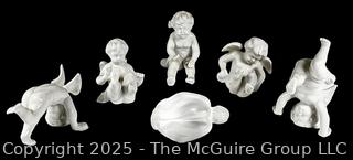 Six (6) Fitz & Floyd Porcelain Cupid Figurines