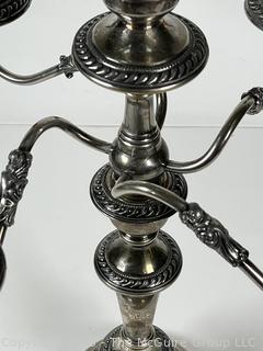 19th Century Silver Plate Five (5) Arm Candelabra (Note: Glass Shade was found to be broken and has been removed from the Lot. 02-04-2025 @ 10:48am ET)