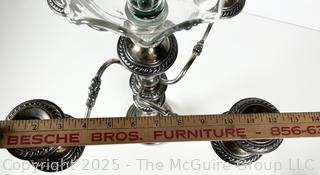 19th Century Silver Plate Five (5) Arm Candelabra (Note: Glass Shade was found to be broken and has been removed from the Lot. 02-04-2025 @ 10:48am ET)