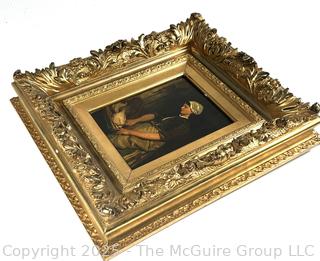 Ornate Gilt Wood Framed Oil on Board of Fisherman's Wife Signed by Dutch Artist Bernardus Johannes (Bernard) Blommers (1845-1914)