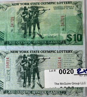 Collection of Vintage 1979 10 Dollars $10 New York State Olympic Winter Games Lottery Tickets