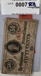 1863 Confederate .50 Cent Bank Note