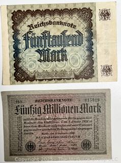 ??????????????? Large collection of German Banknotes. Various denominations. Dated 1923. Reichsbanknotes