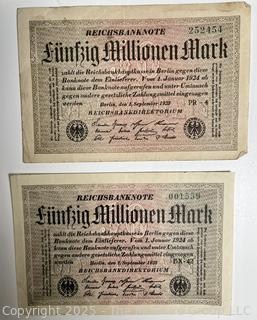 ??????????????? Large collection of German Banknotes. Various denominations. Dated 1923. Reichsbanknotes