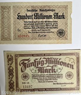 ??????????????? Large collection of German Banknotes. Various denominations. Dated 1923. Reichsbanknotes