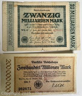 ??????????????? Large collection of German Banknotes. Various denominations. Dated 1923. Reichsbanknotes