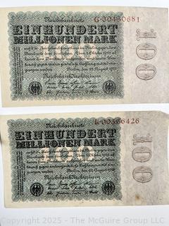 ??????????????? Large collection of German Banknotes. Various denominations. Dated 1923. Reichsbanknotes