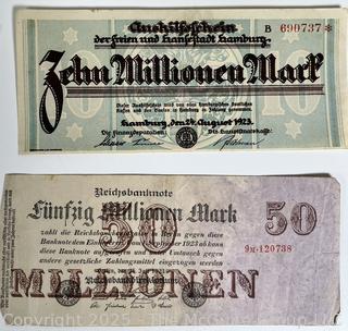 ??????????????? Large collection of German Banknotes. Various denominations. Dated 1923. Reichsbanknotes