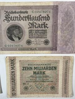 ??????????????? Large collection of German Banknotes. Various denominations. Dated 1923. Reichsbanknotes