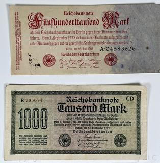 ??????????????? Large collection of German Banknotes. Various denominations. Dated 1923. Reichsbanknotes