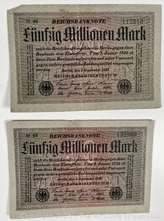 ??????????????? Large collection of German Banknotes. Various denominations. Dated 1923. Reichsbanknotes