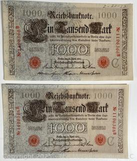 ??????????????? Large collection of German Banknotes. Various denominations. Dated 1923. Reichsbanknotes