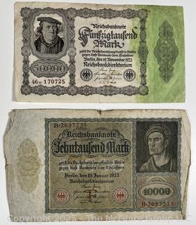 ??????????????? Large collection of German Banknotes. Various denominations. Dated 1923. Reichsbanknotes