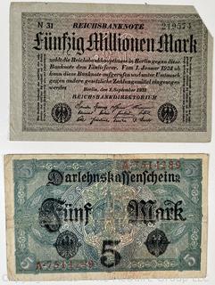 ??????????????? Large collection of German Banknotes. Various denominations. Dated 1923. Reichsbanknotes