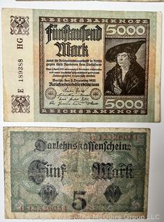 ??????????????? Large collection of German Banknotes. Various denominations. Dated 1923. Reichsbanknotes