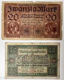 ??????????????? Large collection of German Banknotes. Various denominations. Dated 1923. Reichsbanknotes