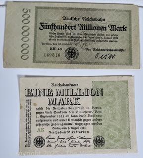 ??????????????? Large collection of German Banknotes. Various denominations. Dated 1923. Reichsbanknotes