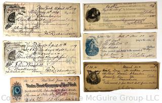 Five (5) 19th Century Bank Checks