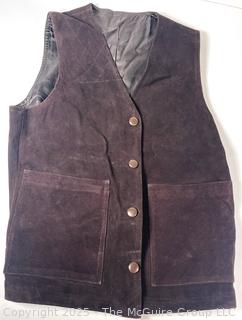 Vintage Brown Suede Leather Men's Vest