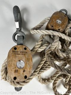 Vintage Crosby-Western Block & Tackle Pulleys