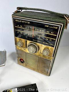 Collection Including Vintage Royal Tone Solid State DeLuxe AM/FM Radio; Proto 1-1/2" Wrench, Veneer Roller, Motorized Fins and Signal Monitor