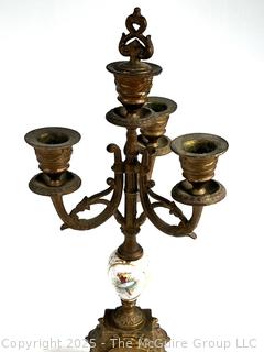 Late 19th C French Candelabra in Gilt and Porcelain