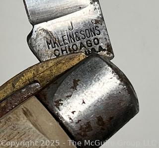 Collection Including 5 Large Belt Buckles, Klein Pocket Knife, Whistle and Pinbacks