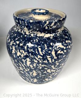 Blue "Sponge-Ware" Ginger Jar.