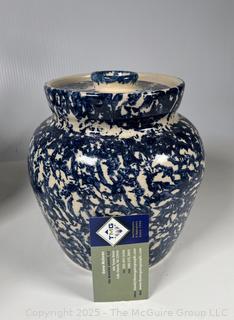 Blue "Sponge-Ware" Ginger Jar.