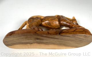 Carved Olivewood Figure of Large Puma-like Cat