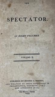 The Spectator, Incomplete 8 Volume Set. Bound in Leather. Printed 1810.