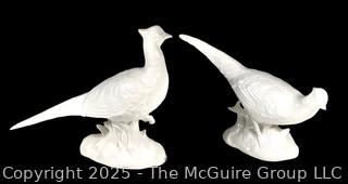 Pair of white ceramic ground birds