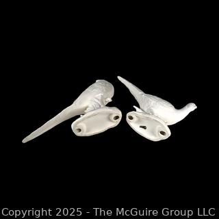 Pair of white ceramic ground birds