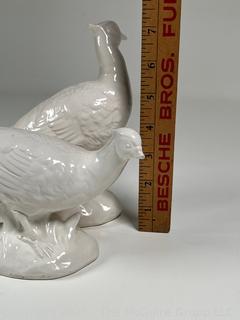 Pair of white ceramic ground birds