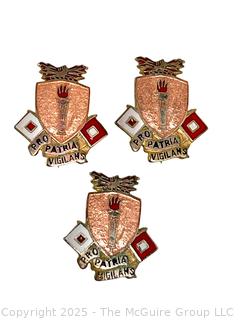 Three (3) Idential Pins Representing the US Army Signal School