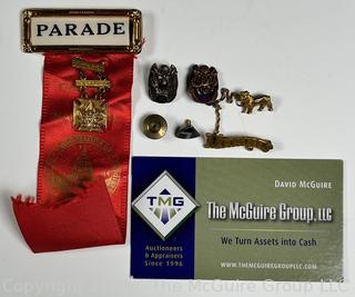 1949 Inaugual Ribbon of Harry S. Truman with 1 year & 2 year Parade Bars, USMC Marine Pin 