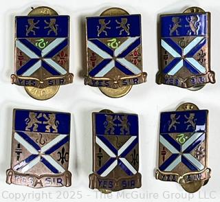 Six (6) Pins: Distinctive Unit Insignia (DUI) of the 201st Field Artillery Regiment of the West Virginia Army National Guard