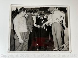 8 x 10" B&W Photo of Ben Hogan and Ken Venturi with Golf Officials Reviewing Rule Book on Course