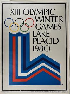 Pre-Owned Olympic Poster of the 1980 Lake Placid Winter Games. Measures 19.5 x 27.5"