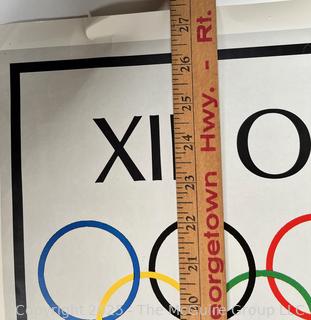 Pre-Owned Olympic Poster of the 1980 Lake Placid Winter Games. Measures 19.5 x 27.5"